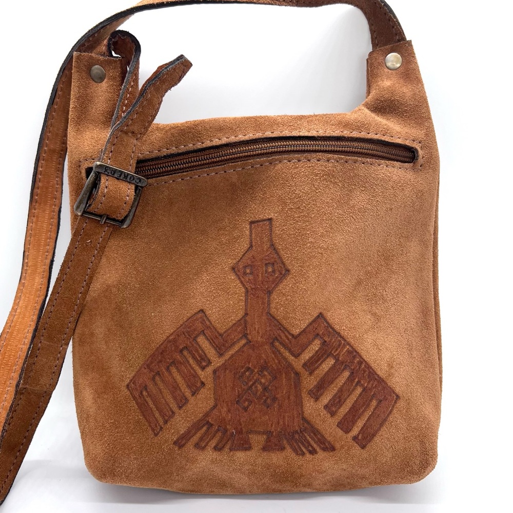 Vintage Suede Thunder Bird Cross Body Slim Bag